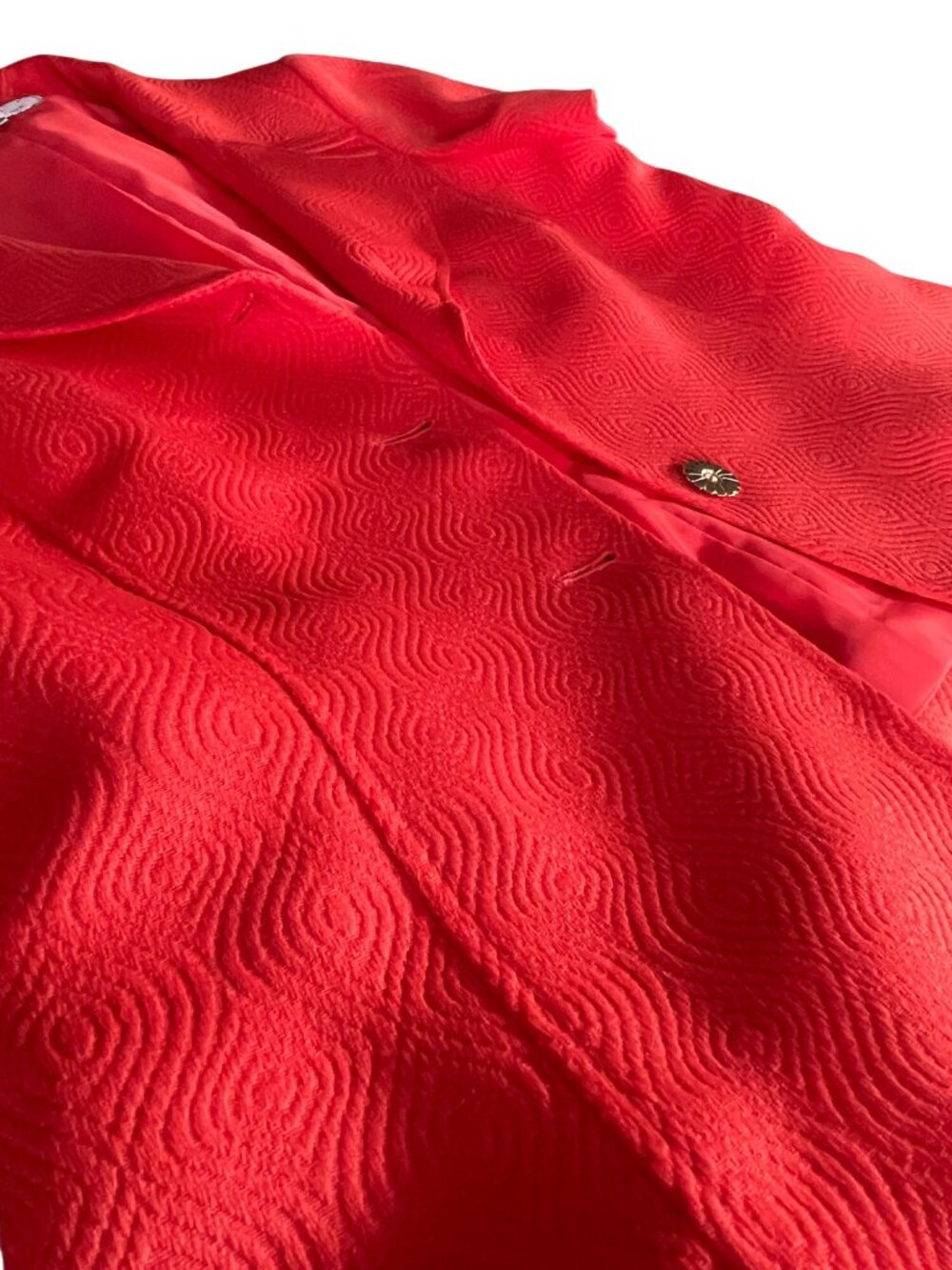 Tahari Arthur S. Levine Red Textured Skirt Suit With Short Sleeve Blazer Size 10 - Picture 5 of 10